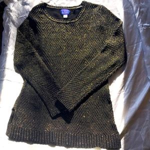NWOT Black sweater with Gold threading